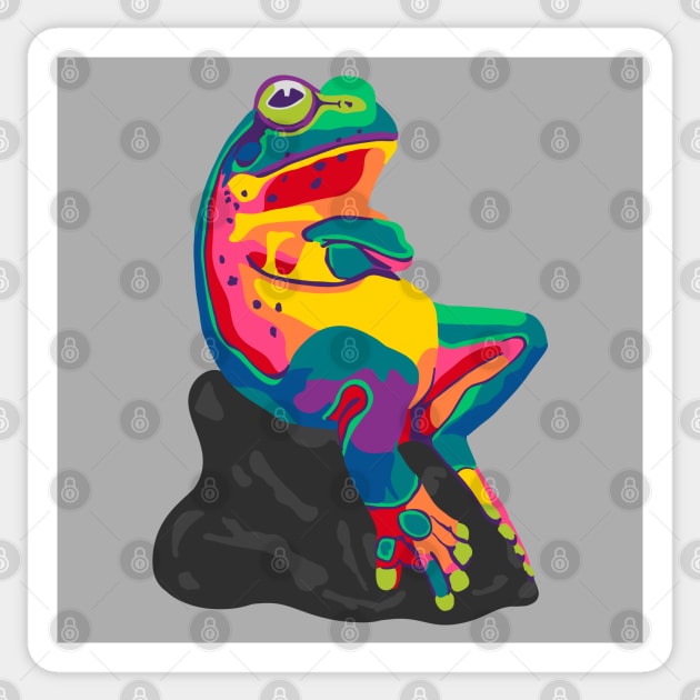 Funny Rainbow Frog Sticker by Slightly Unhinged